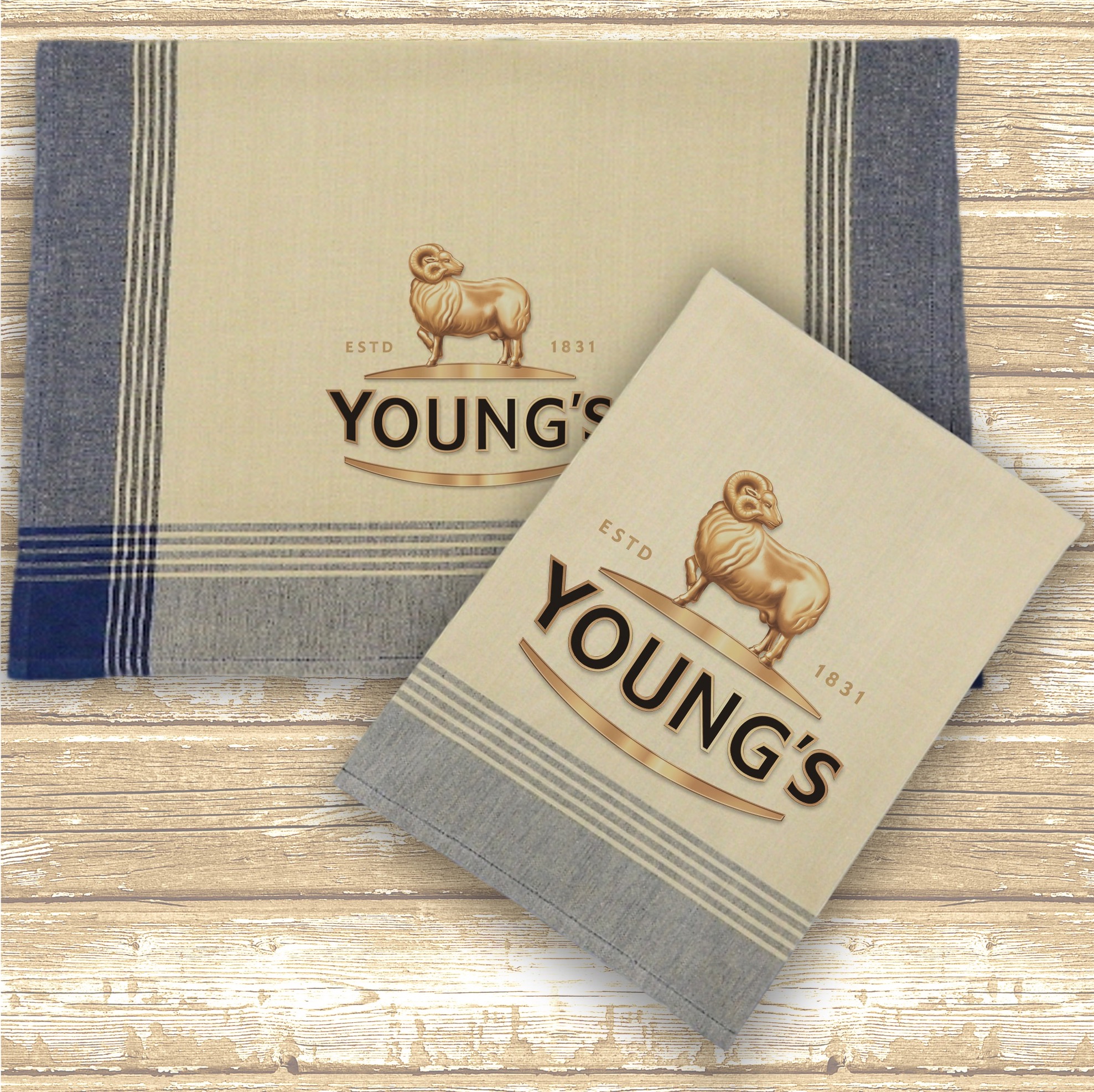 Navy/Tea Dyed Plaid Kitchen Towel with Custom Print 7