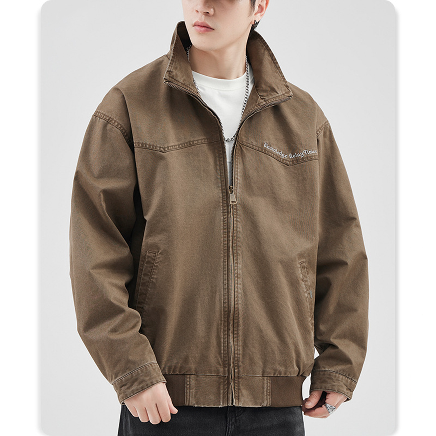 Zipper Long Sleeve Casual Work Jacket 2