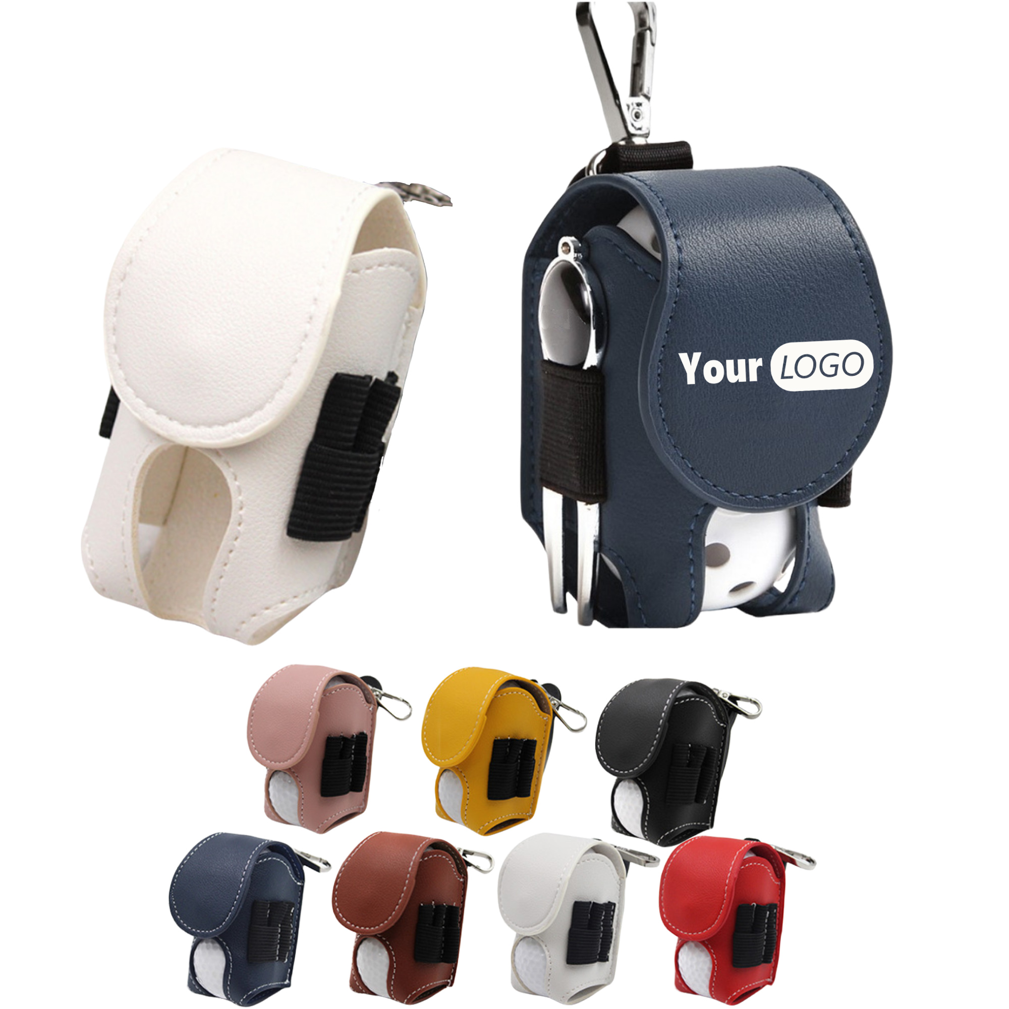PU Leather Outdoor Portable Small Golf Ball Set Bag 2