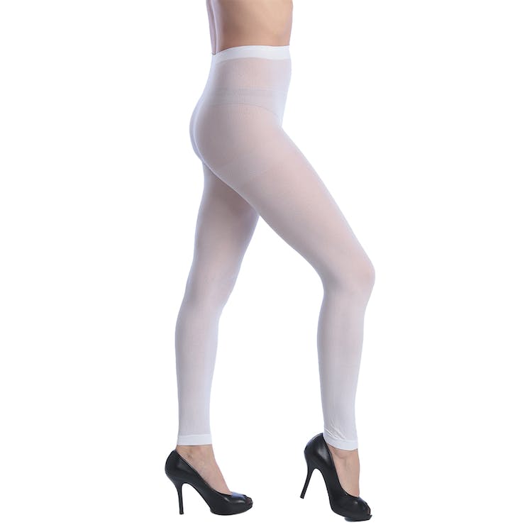 Women's Opaque Control Top Footless Tights - White One Size Fits Most 1