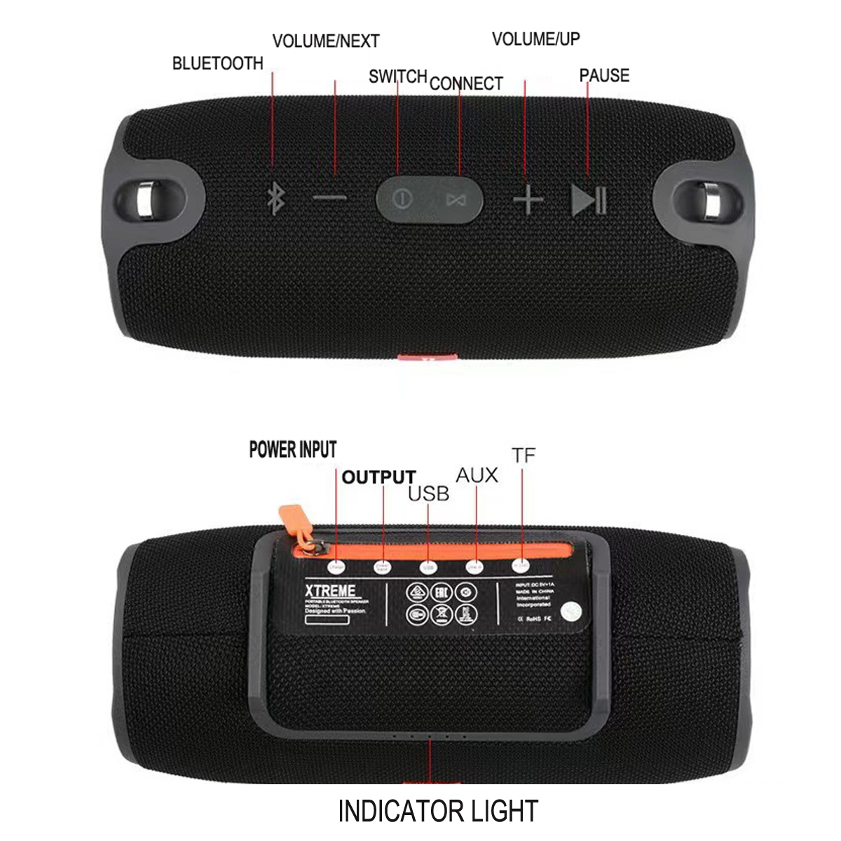 Portable Wireless Speaker with Built-in 2000mAh Power Bank 3