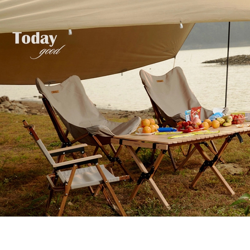 Beach Folding Chair With Wooden Handle And Shoulder Strap 5