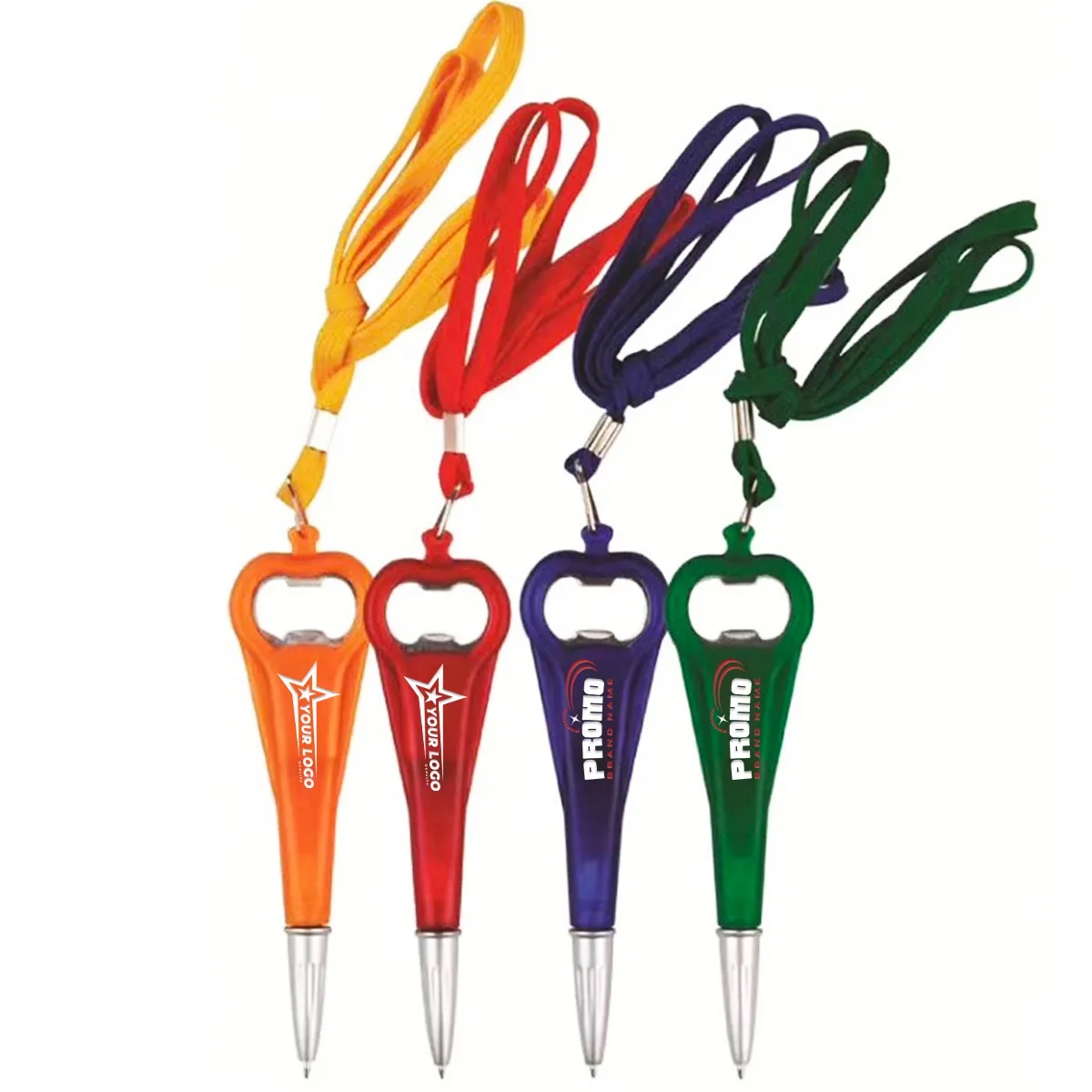 2 In 1 Beer Bottle Opener Ballpoint Pen W/ Lanyard Imprinted 3