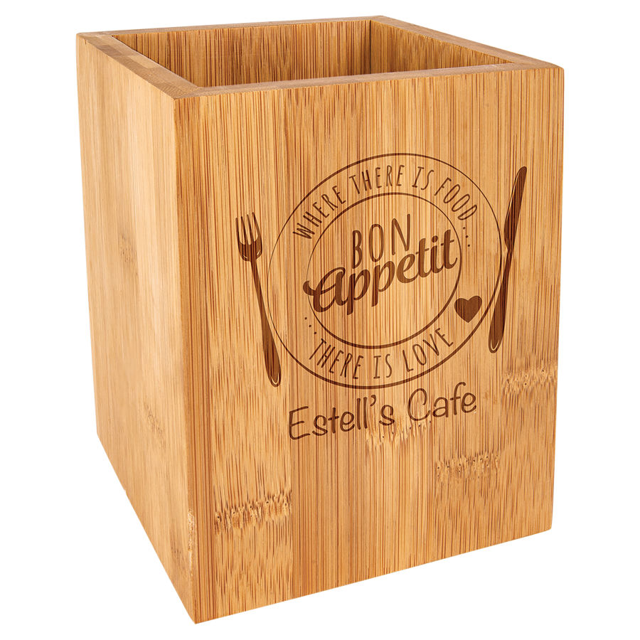 4 1/4" x 6" Bamboo Utensil Holder 2