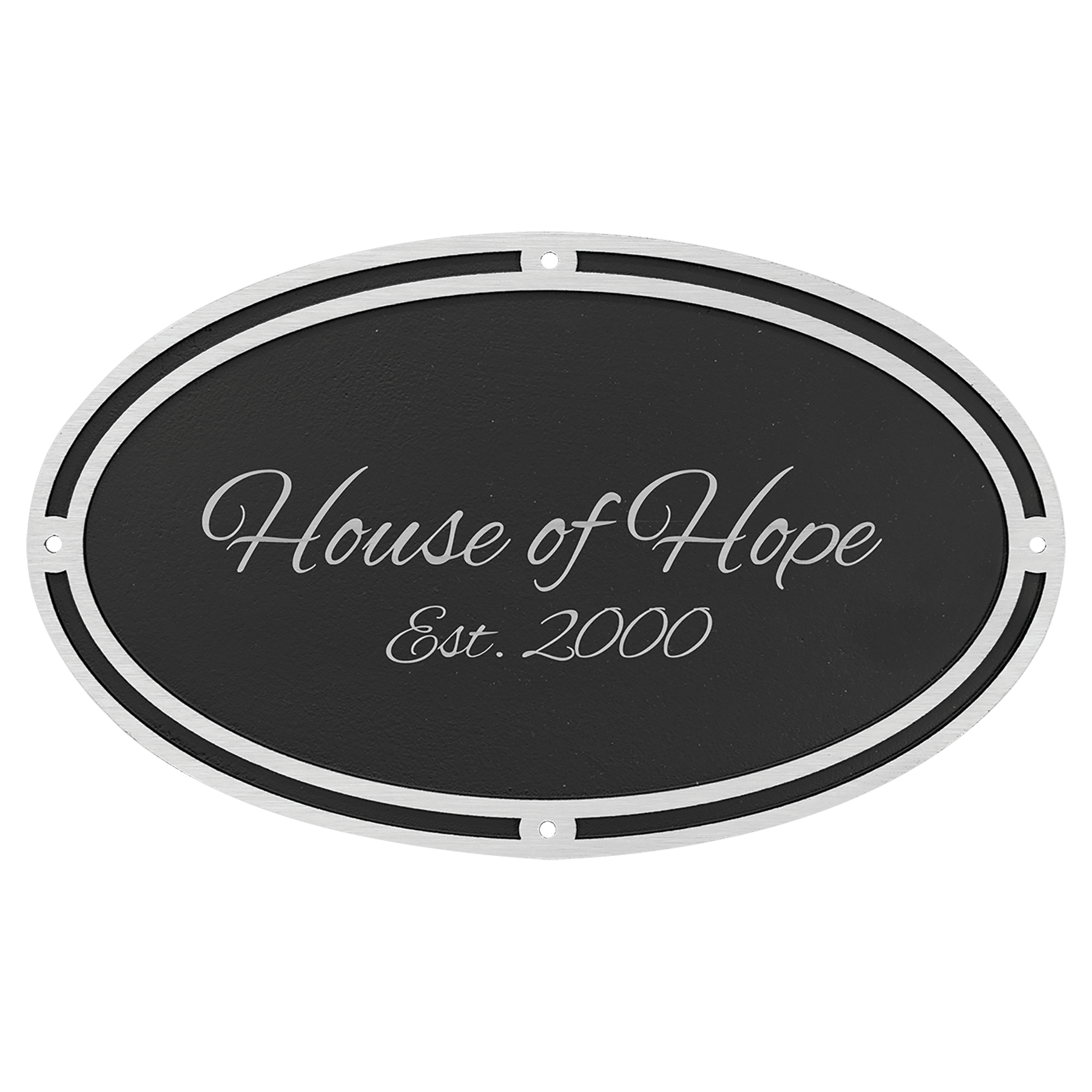 Oval Outdoor Cast Plaque-Flat Back Silver