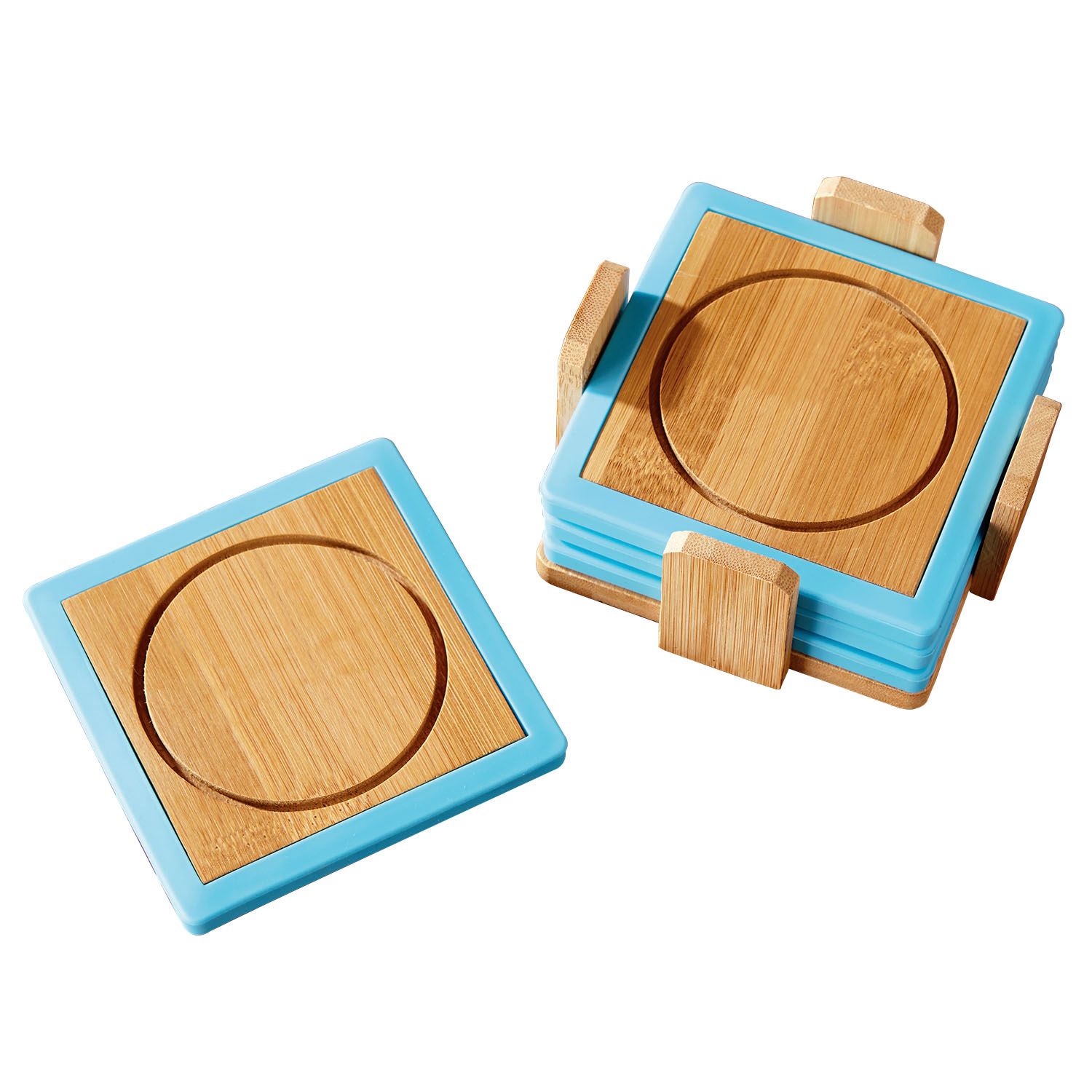 Bamboo and Silicone Coaster Set 10