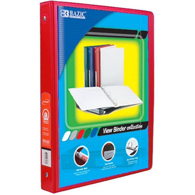 0.5" 3-Ring View Binder - Red 2 Pockets 1