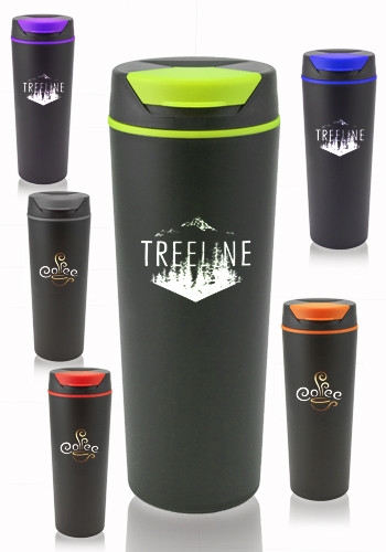 18 oz Double Wall Plastic Travel Mug with Two Tone Accent Top 2