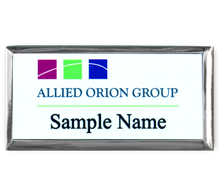 The Athena framed full color metal name badge 1.5" x 3" 9
