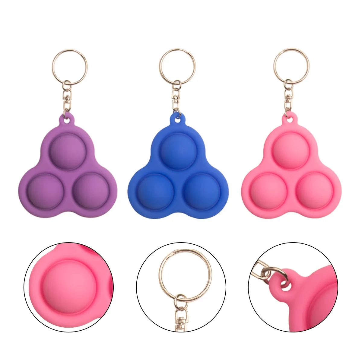 Silicone Pop Fidget Keychain Toy With Tri-Bubble Design 4