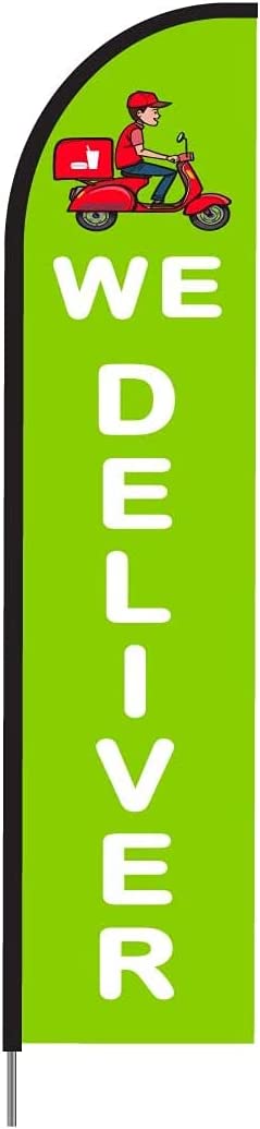 We Deliver Feather Flag Swooper Banner Pole Kit Outdoor Food Restaurant Businesses and Store Sign Di 1