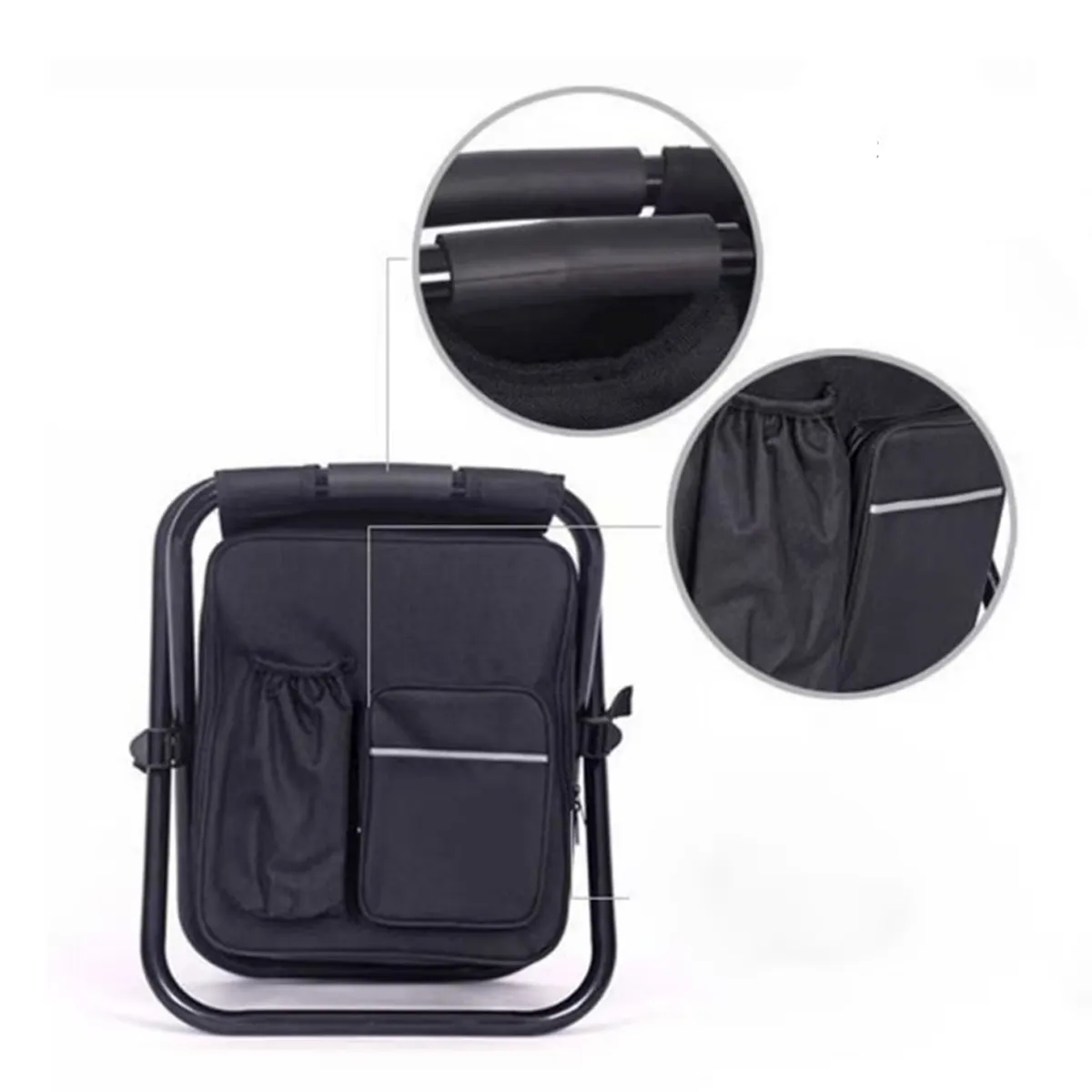 Portable Cooler Stool with Storage Pockets 2