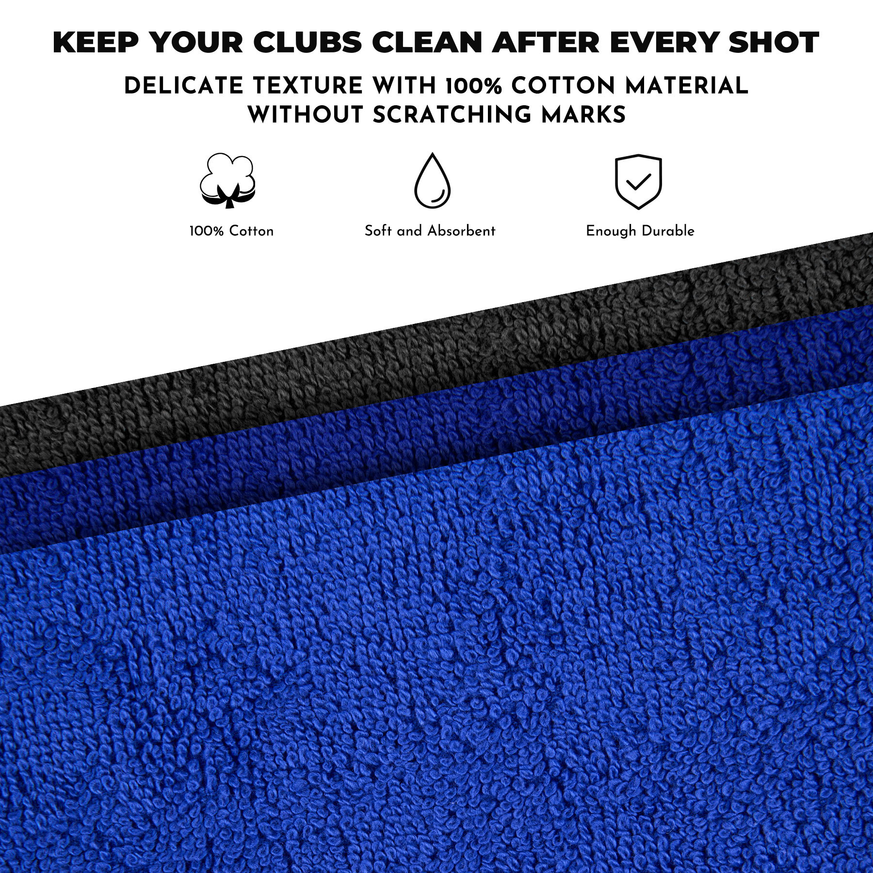 400GSM Cotton Golf Towel With Carabiner 17