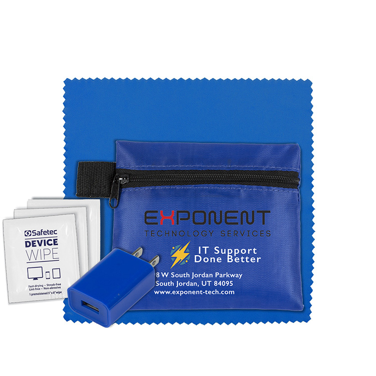 "TECHPACK" Tech Hom and Travel Kit with Microfiber Cleaning Cloth and US Wall Charger 19