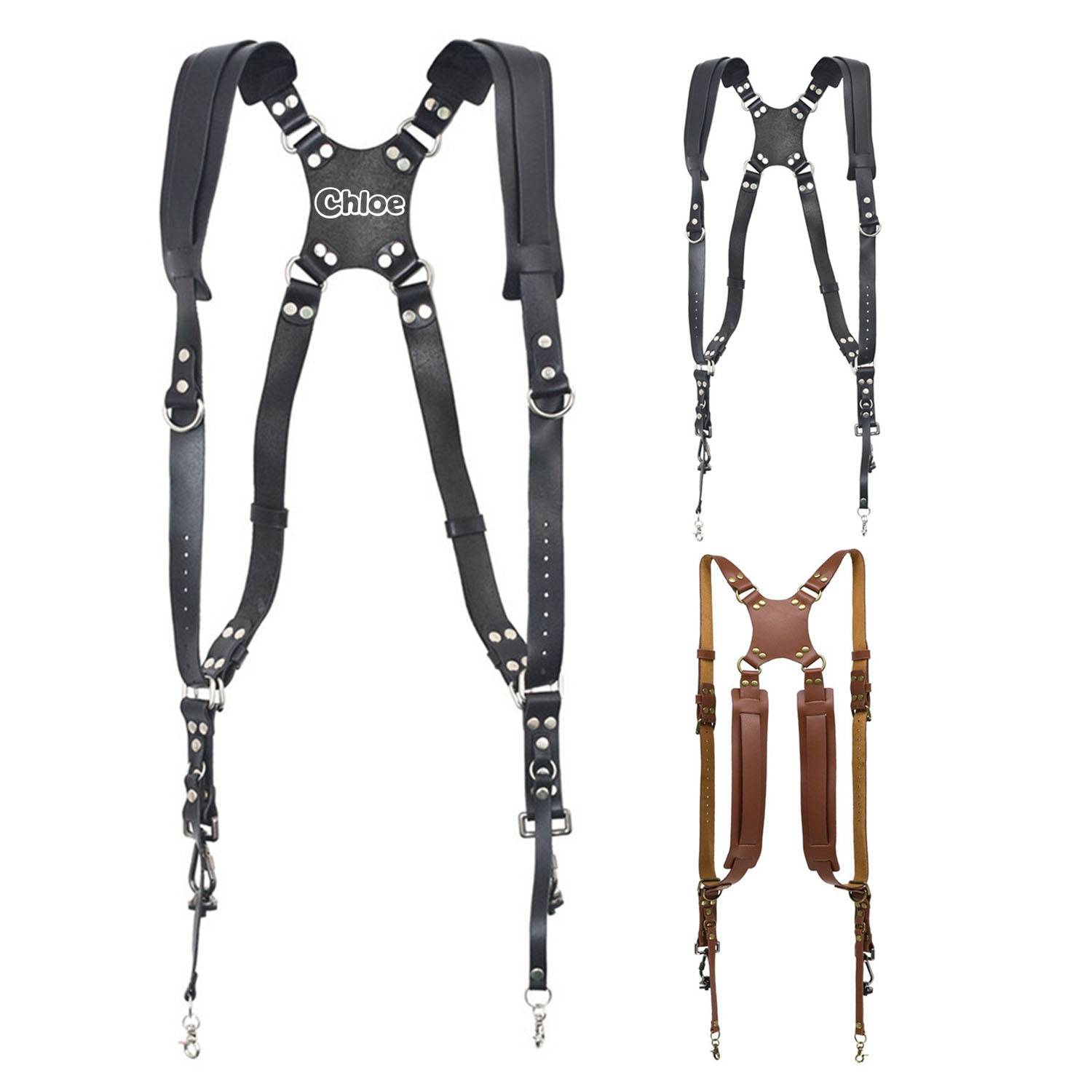 Genuine Leather Dual Shoulder Camera Strap 2