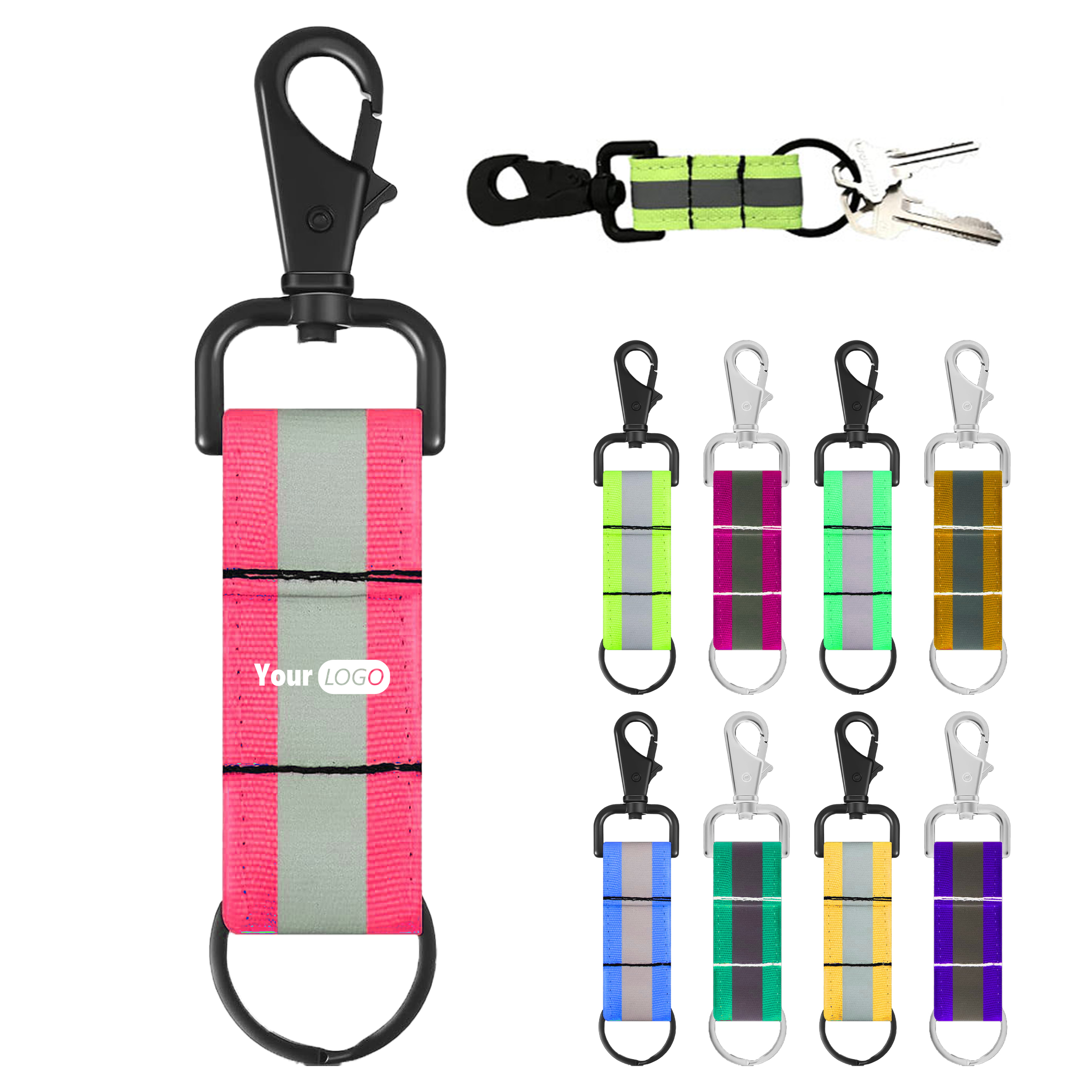 Nylon Durable Reflective Firefighter Keychain With Safety Patch Holder 2
