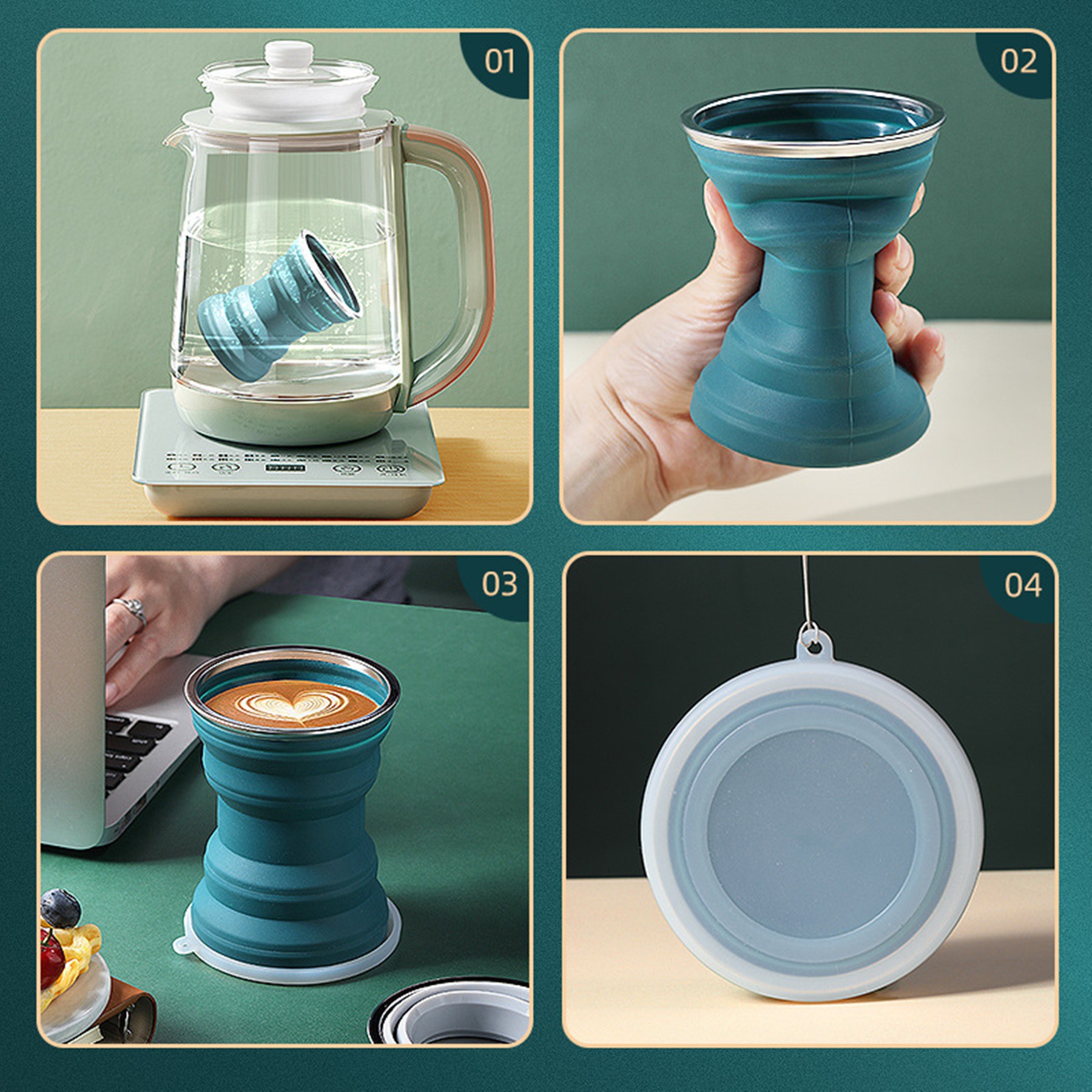 10oz Collapsible Silicone Travel Folding Cup 2