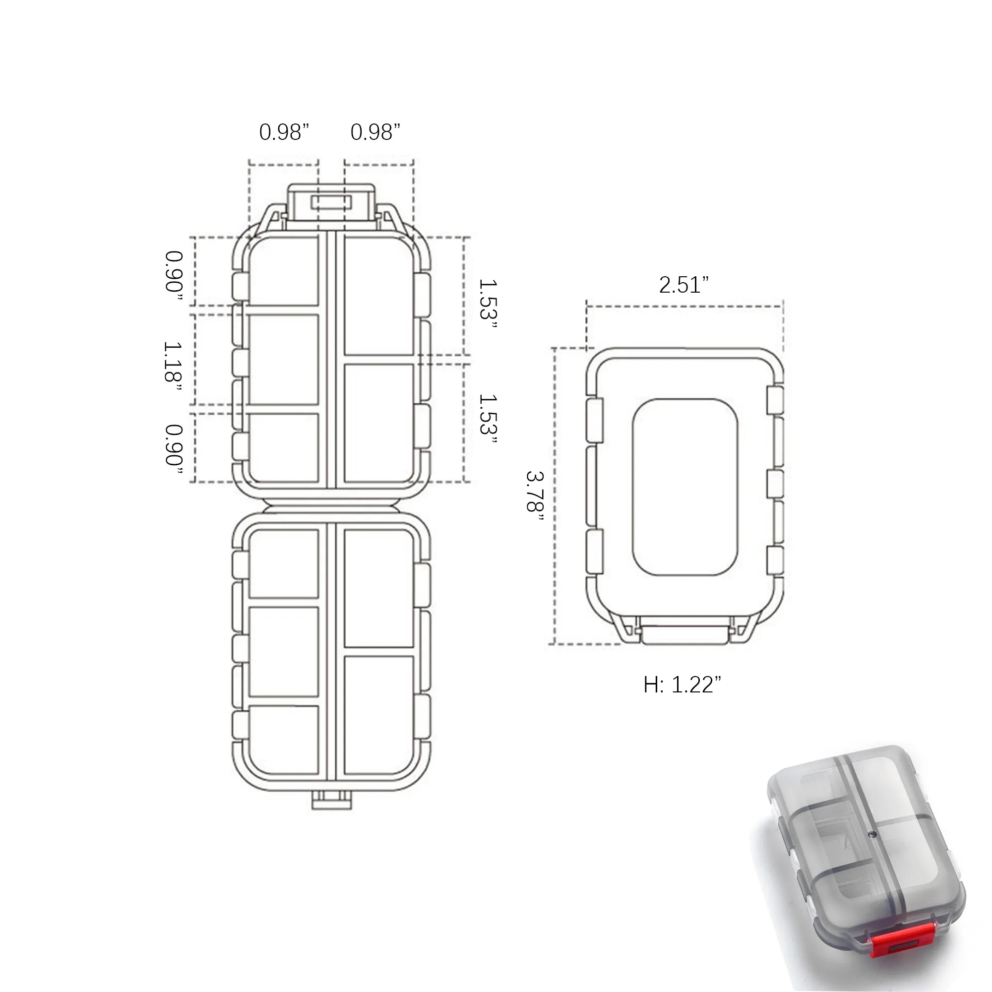 10 Compartments Travel Pill Organizer 2