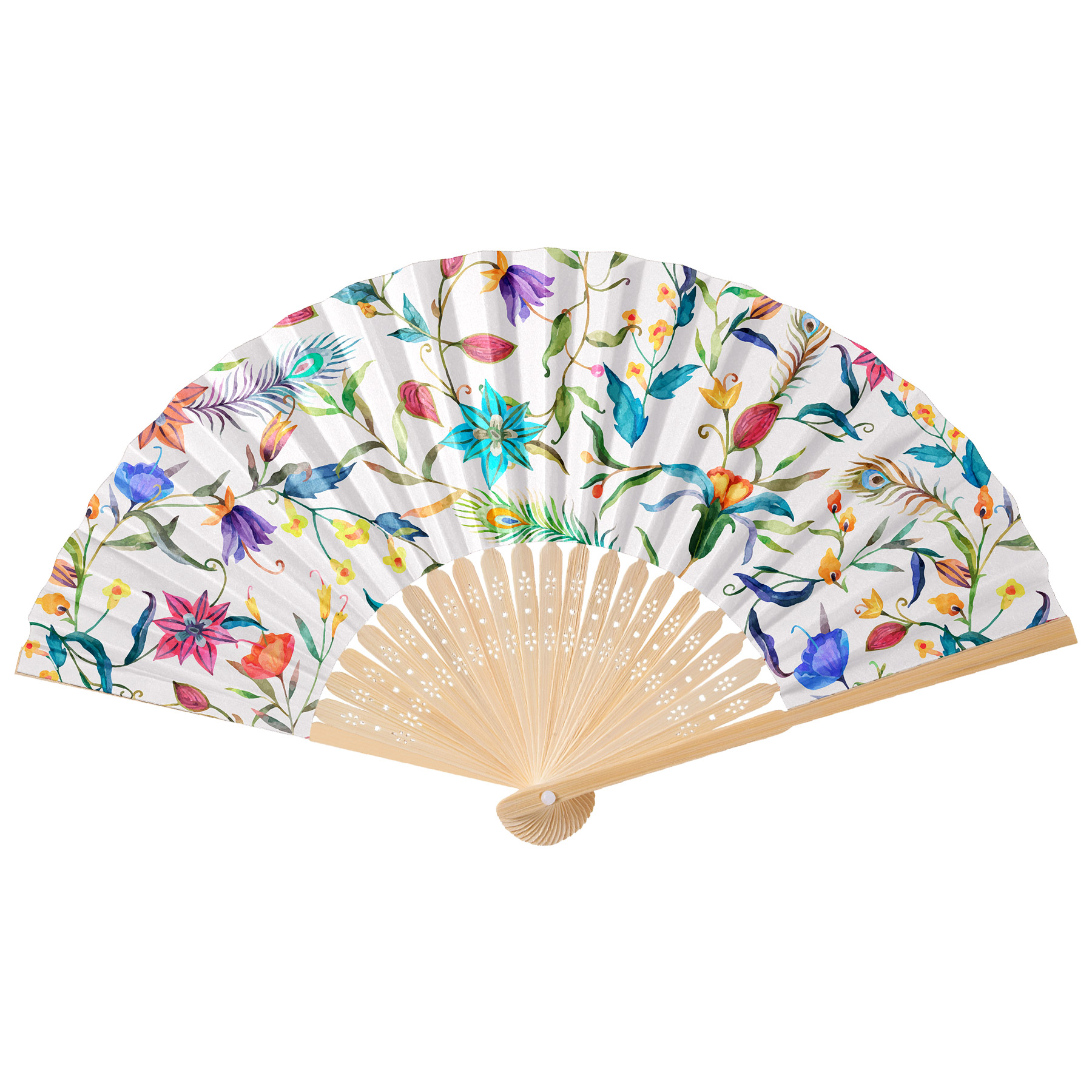 Full Color Foldable Bamboo Paper Hand Fan 4