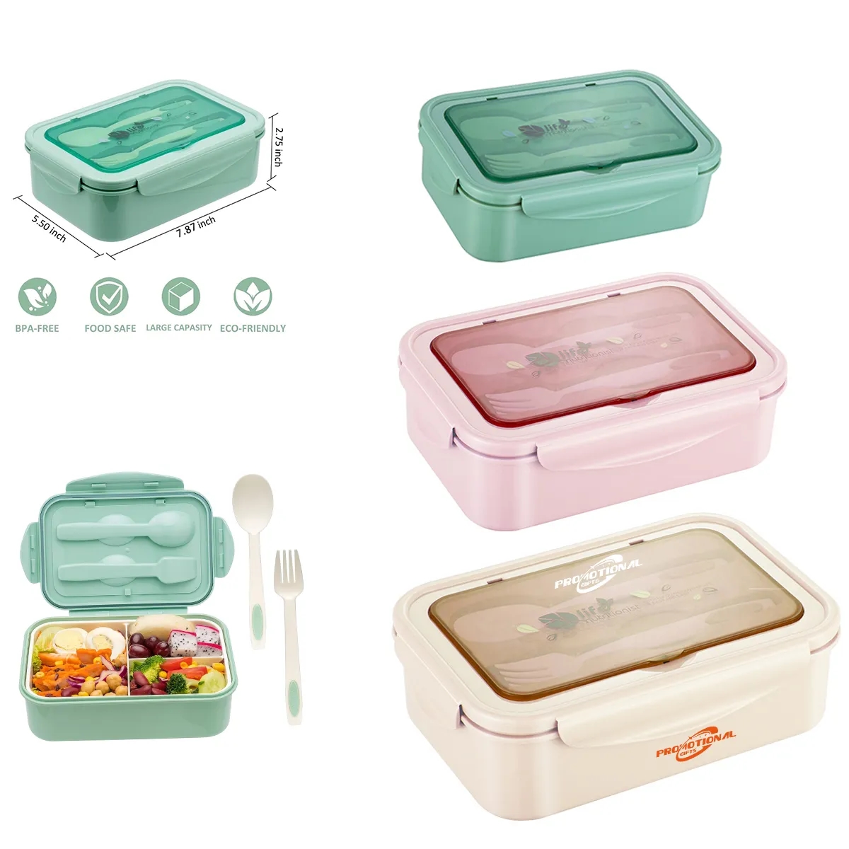 Custom Bento Lunch Box With Spoon & Fork 2
