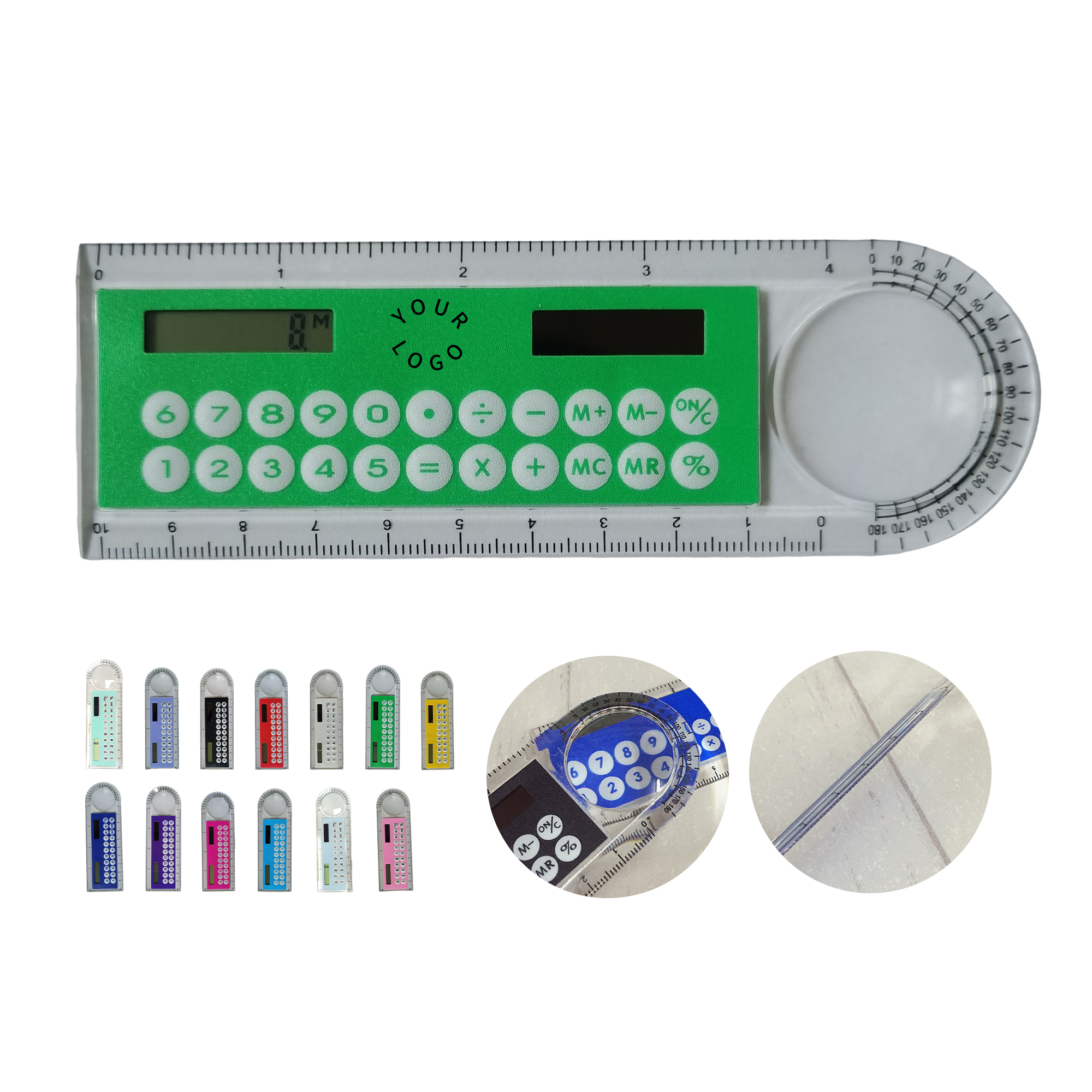 Plastic Solar Calculator Ruler With Protractor And Magnifier 5.2" 4