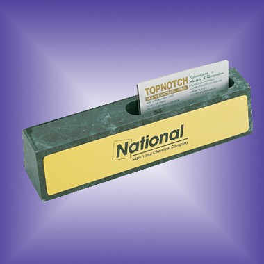 GREEN MARBLE BUSINESS CARD HOLDER W/ IMPRINT PLATE 2