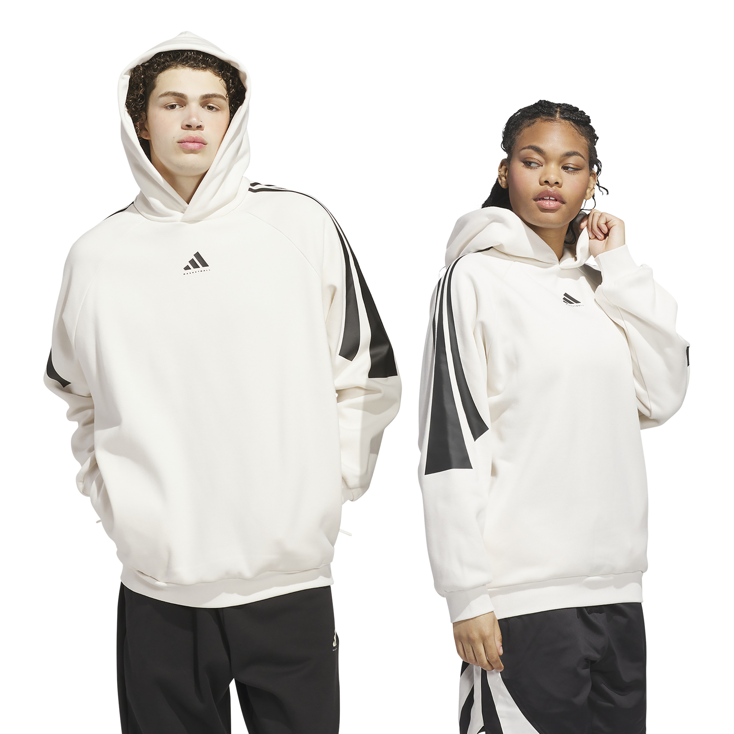 ADIDAS BASKETBALL 3 STRIPE FLEECE HOODIE 2
