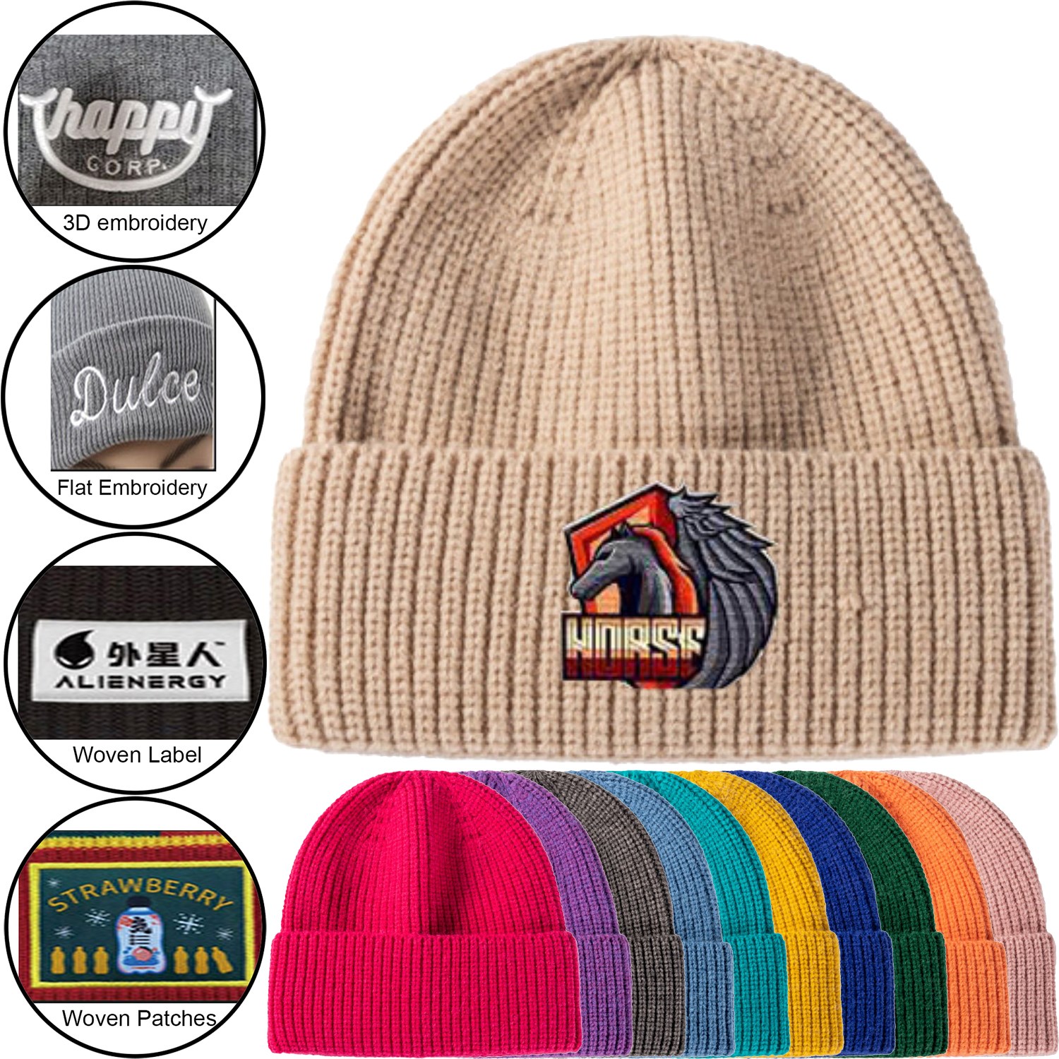 Unisex Cuffed knitted beanie with Custom logo 3