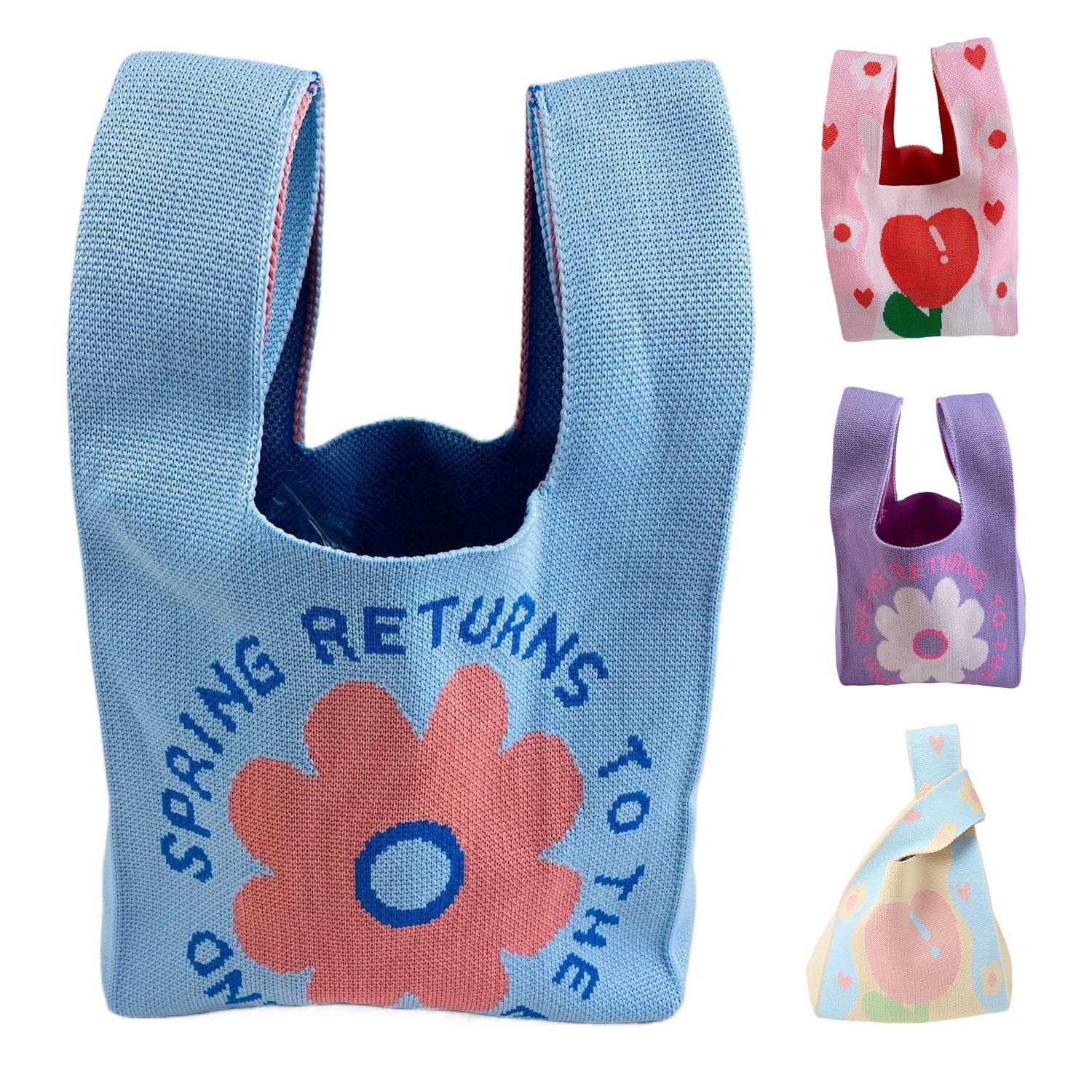 Women Lightweight Polyester Wrist Knit Tote Bag 6