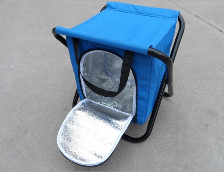 Fishing and Camping Square Chair with Aluminium Foil Ice Cooler Storage 2