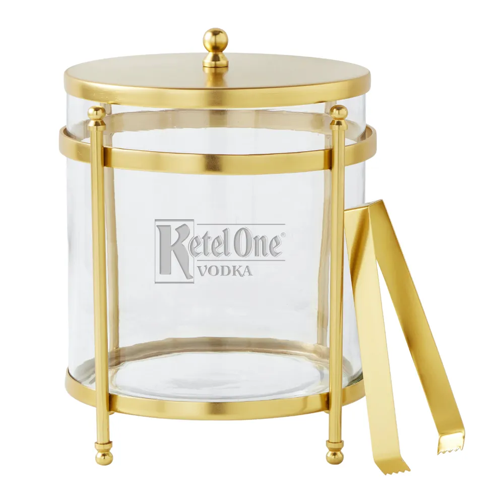 Antique Brass and Glass Ice Bucket 5
