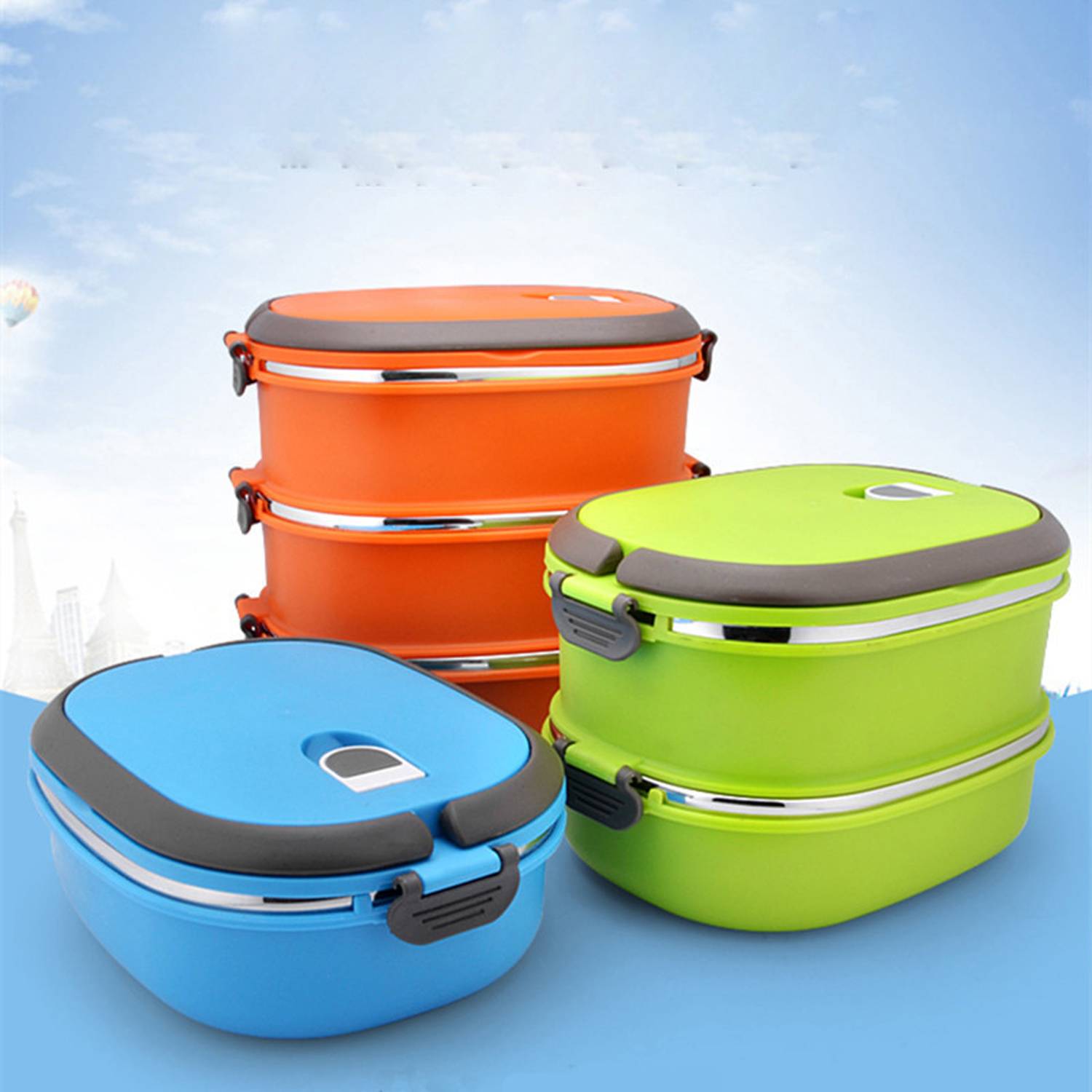 Student Adult Rectangular Sealed Plastic Steel Bento Box 2