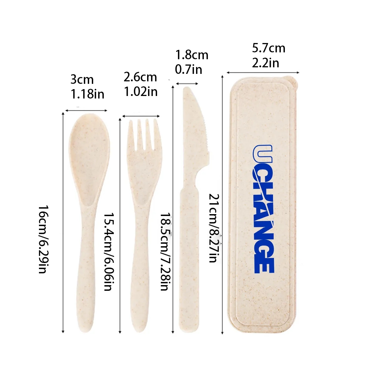Wheat Straw Flatware Set With Case Spoon Fork Knife 3