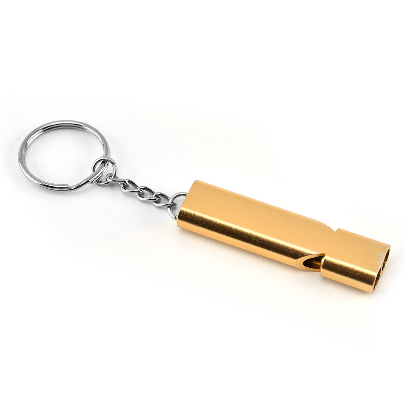 Double Tube Emergency/Survival Aluminum Whistle with Key Rin 3