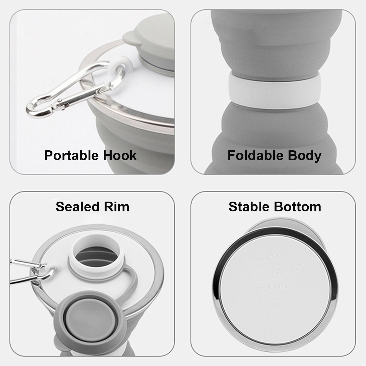 Collapsible Hourglass Shape Silicone Water Bottle 8