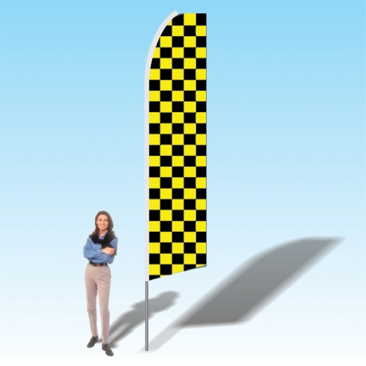15FT Black Yellow Checkered Teardrop Promo Flag 1