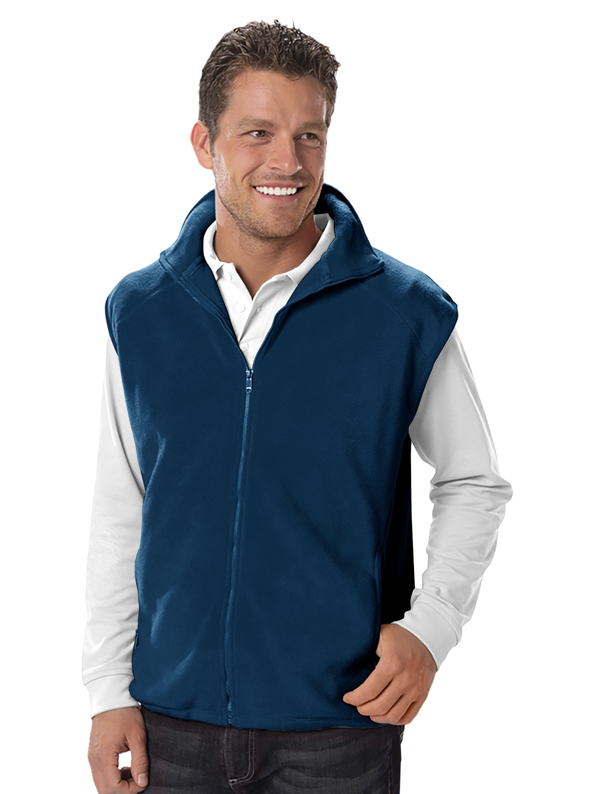 Blue Generation - Unisex 2-Pocket Micro Fleece Zip Front Vest 21