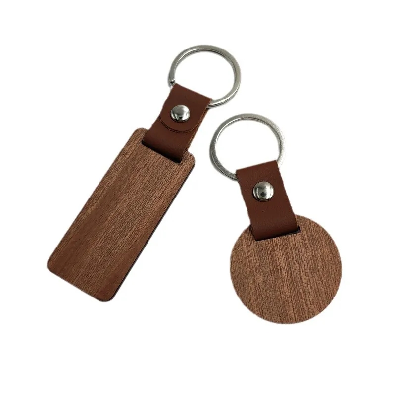 Woody Key Chain with PU Strap Split Ring 2