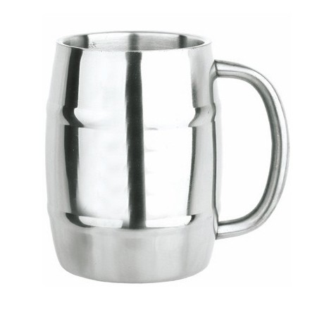 14oz Double Wall Stainless Steel Barrel Beer Mug 1