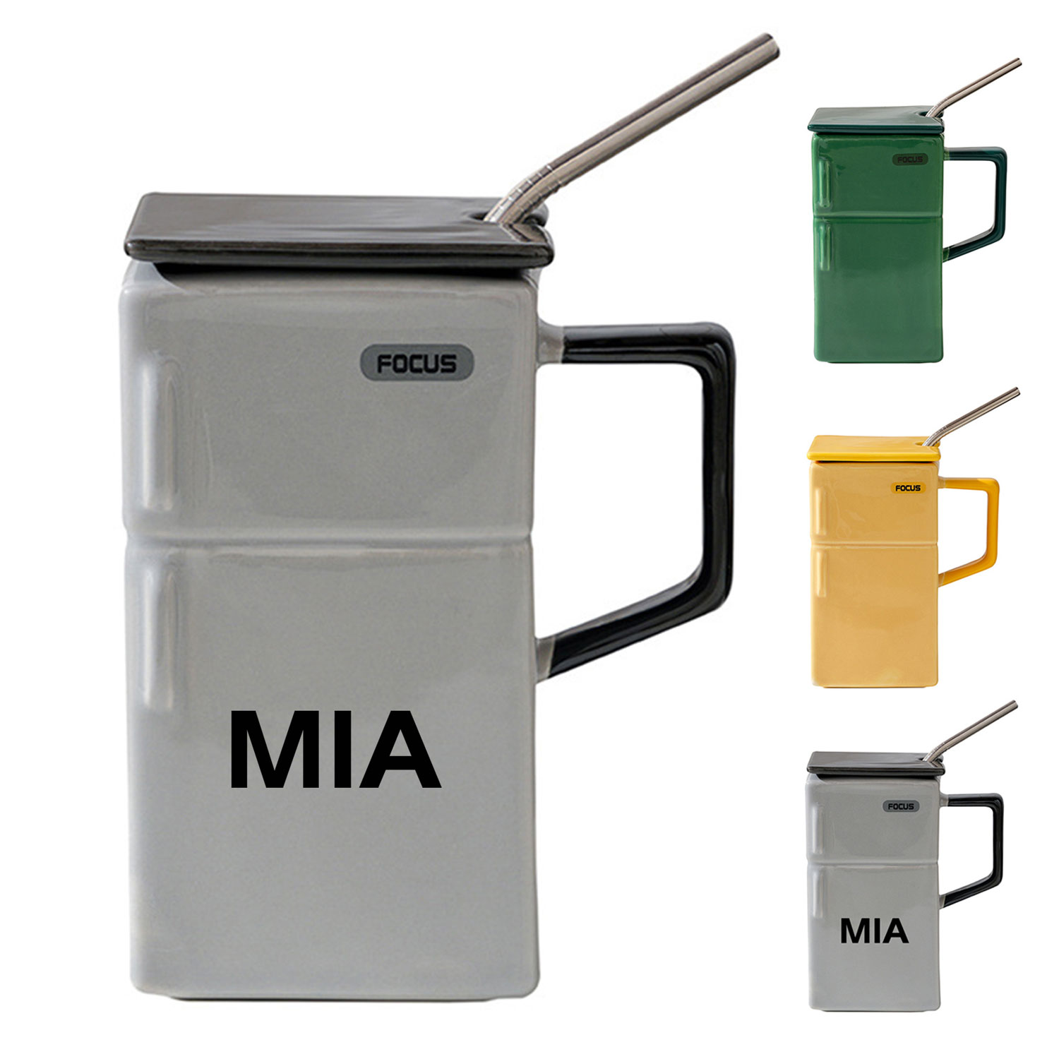 18.5oz Refrigerator straw ceramic cup