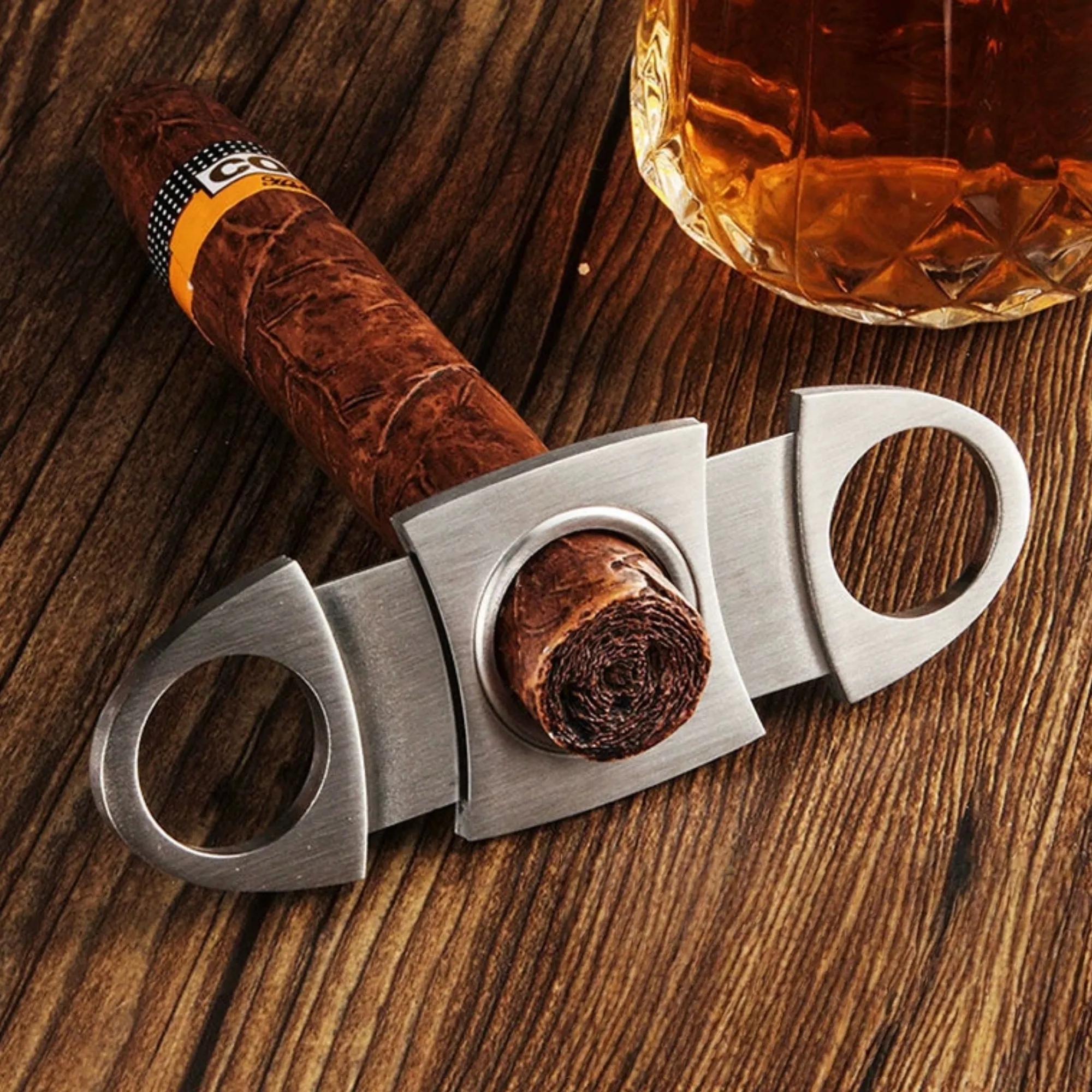 Guillotine Cigar Cutter Stainless Steel Blade Leather Kit 3