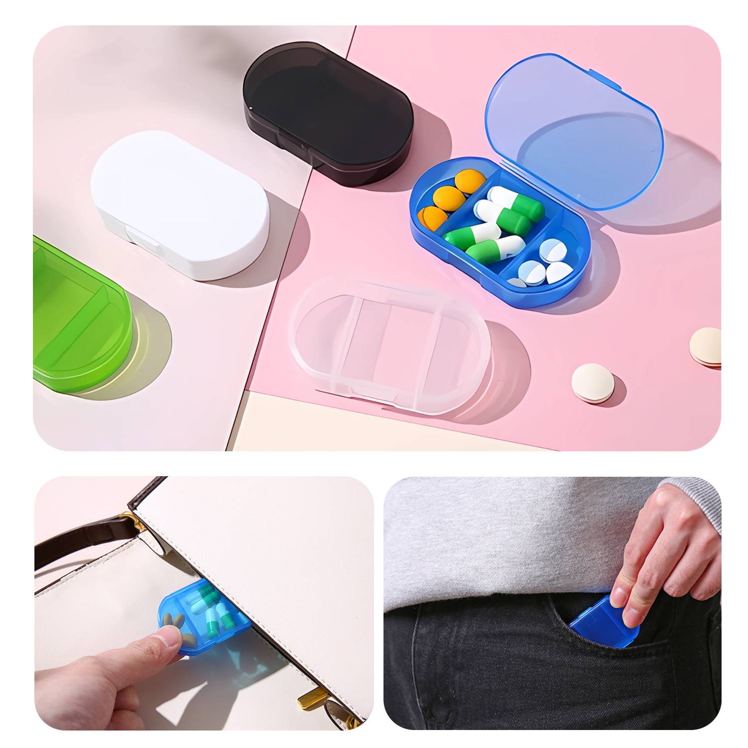 3 Compartment Convenient Portable Pill Box 3