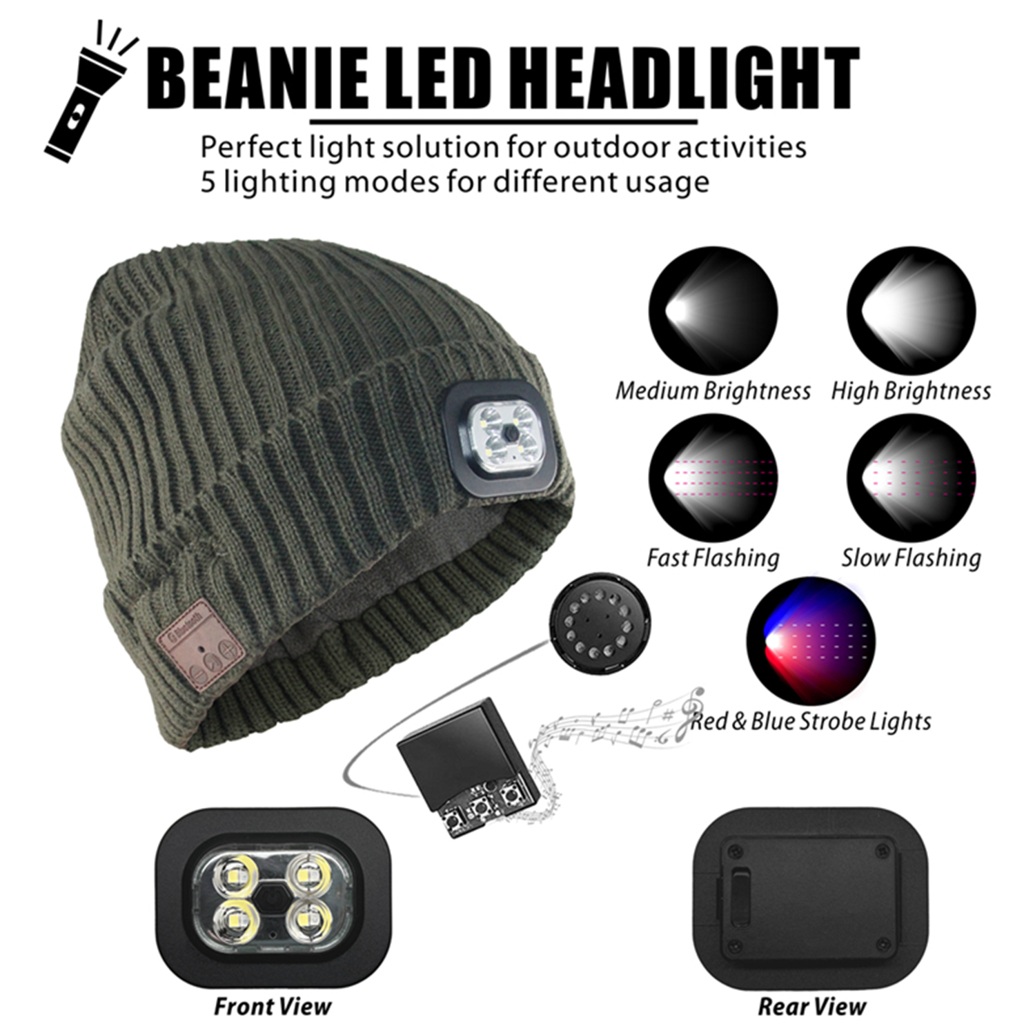 Bluetooth Speaker Hat with LED Light 6
