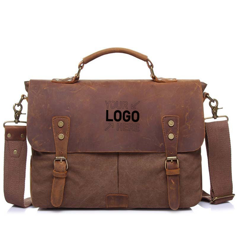 Genuine Leather Canvas Vintage Shoulder Bag 3