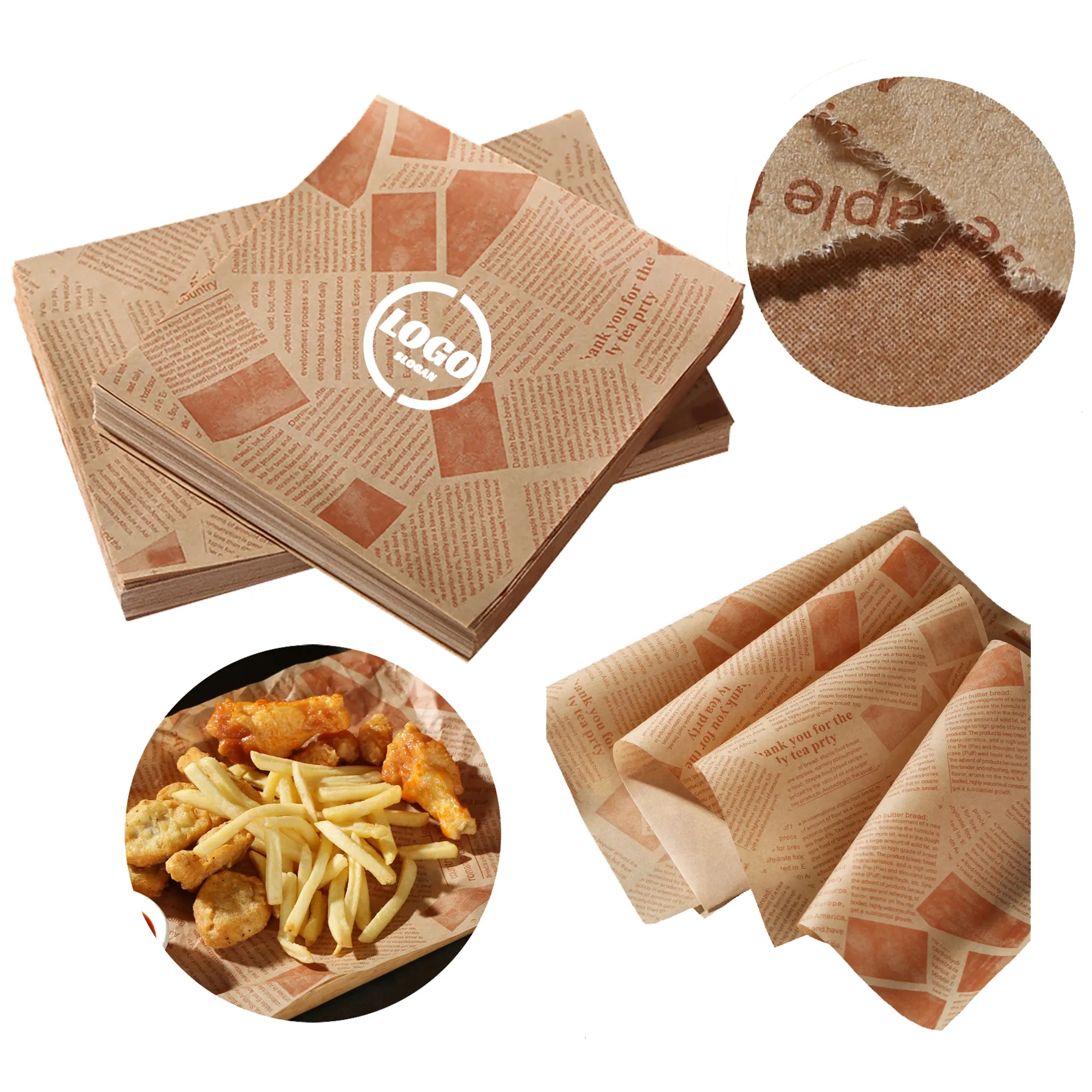 MOQ 30 Packs Hamburger Wrapping Paper 2