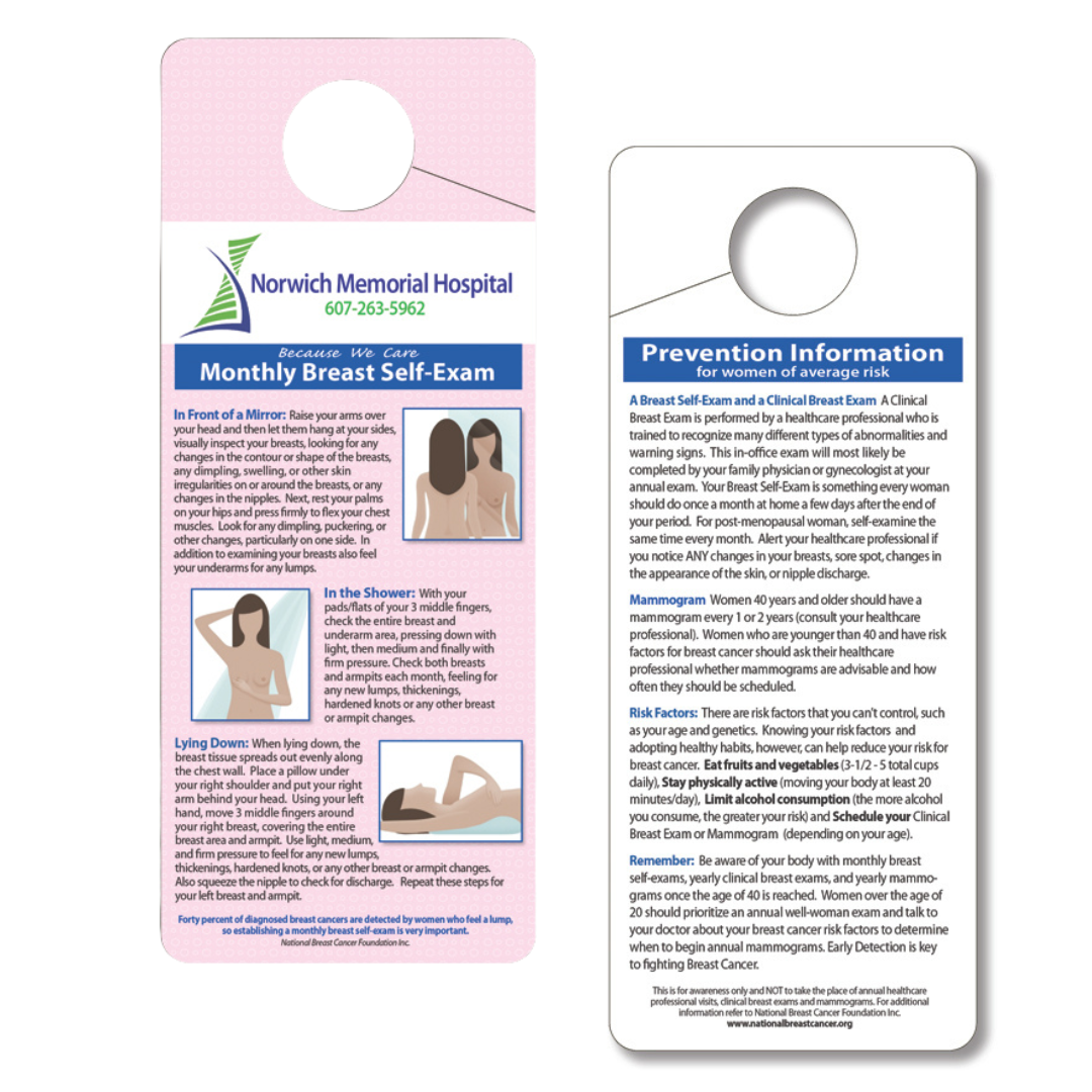 Breast Self Exam Hang Tag (Full Color) 3