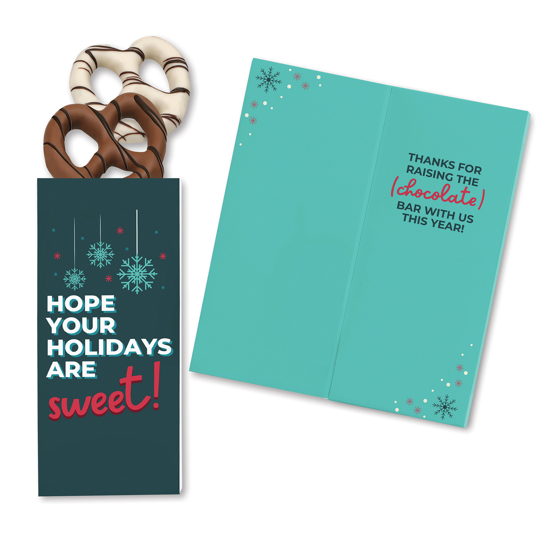 One Color Foil-Stamped Stock Holiday Sentiment Sweeter Cards with Chocolate Dipped Pretzels 2