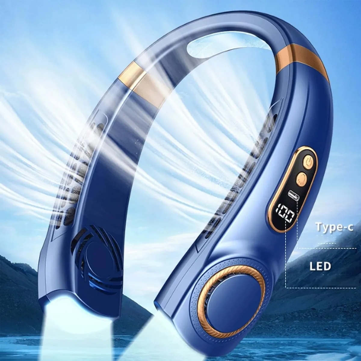 5 Speeds Smart Digital USB Charging Faster Cooling Neck Fan 3