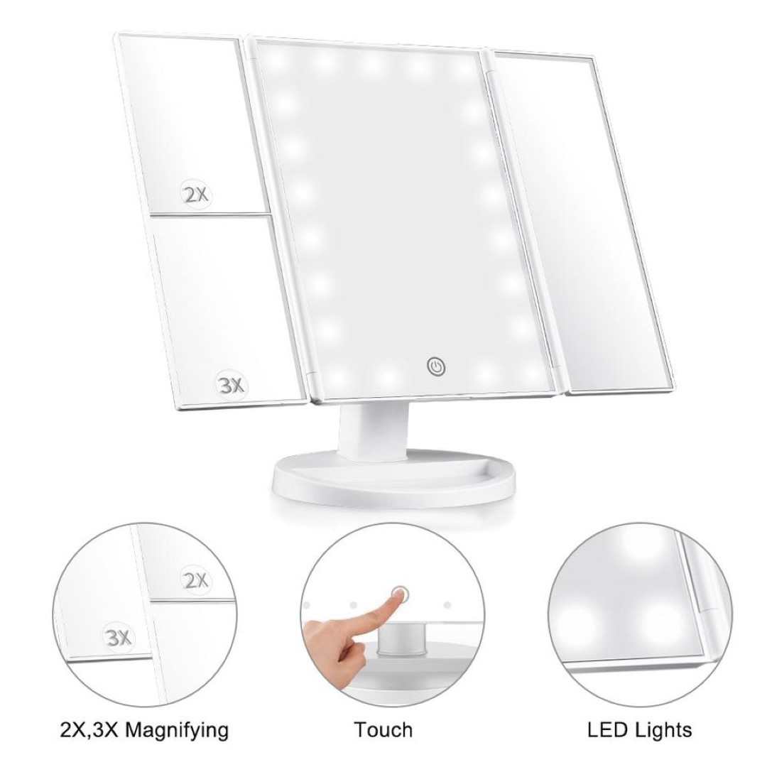 LED Tri-Fold Mirror Touch Screen 3X/2X/1X 2