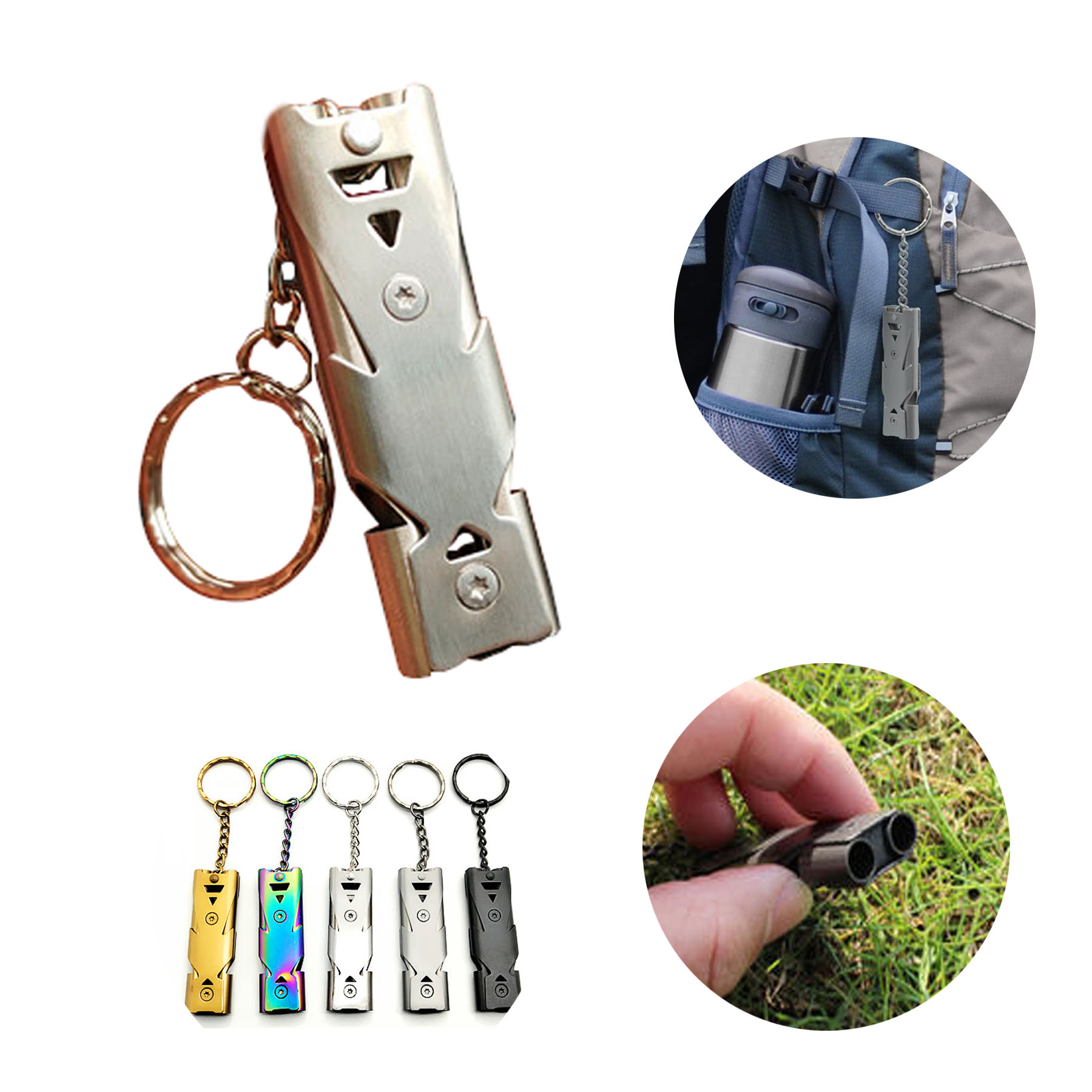 120 DB Quick-Alert Double Tubes Whistle Keychain 1